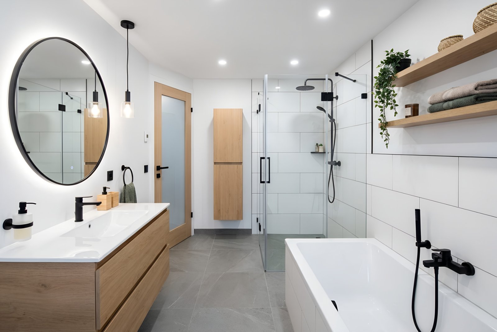 Beispielgestaltung des Badezimmers mit KI-Staging Beispielgestaltung des Badezimmers mit KI-Staging